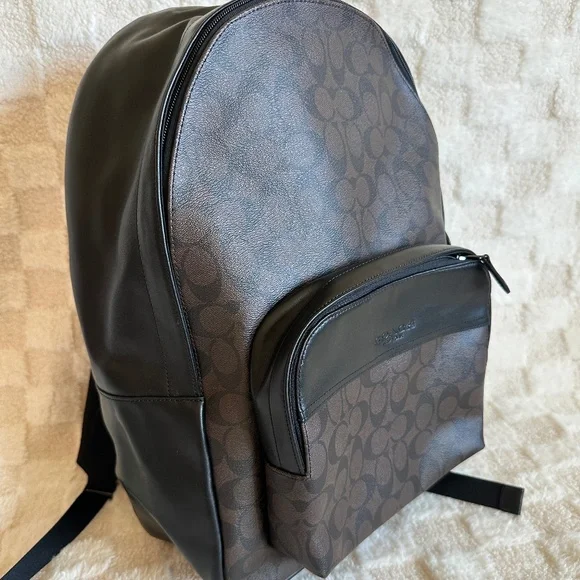 NWT!Rare! Coach F72483 Men's Houston Backpack In Signature Canvas Mahogany Black